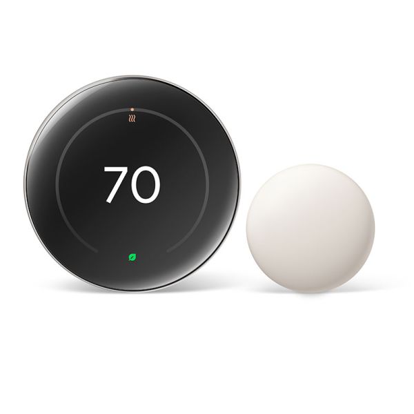 Google Nest Learning Thermostat (4th gen) includes Nest Temperature Sensor (2nd gen) - Polished Silver